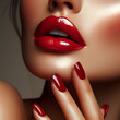 Sexy Lips. Beauty Red Lips Makeup Detail. Beautiful Make-up Closeup. Sensual Open Mouth. lipstick or Lip-gloss