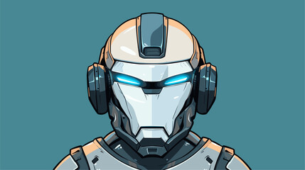Wall Mural - abstract robot with a retractable face shield. simple vector art