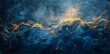 blue gradient abstract paint, in the style of fluid landscapes, atmospheric clouds, dark sky-blue and light beige, marble, mysterious landscapes, poured
