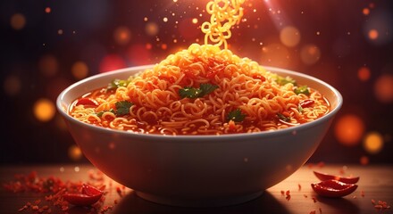 Wall Mural - Delicious spicy instant noodles