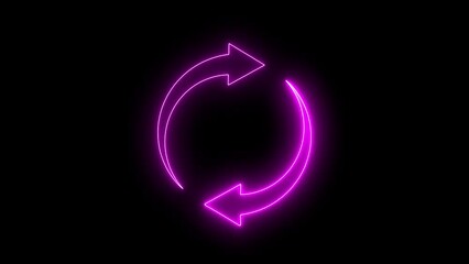 Glowing neon line Refresh icon isolated on black background. Reload symbol. reload icon animation.