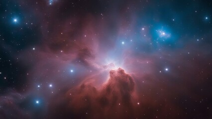 Wall Mural - stars in space _A space scene with a nebula and a cluster of stars.  