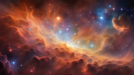 Wall Mural - explosion in space _A nebula and a cluster of stars in outer space.  