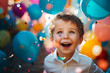 Generative AI colorful image illustration content funny children celebrating party beautiful decorations