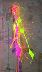 Canvas Print - Vibrant neon paint dripping down in a dynamic and abstract expression.