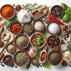 Wall Mural - set of seasonings spices isolated on white background