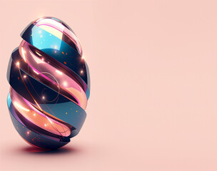 Wall Mural - abstract cosmic sphere with neon accents. futuristic easter egg concept