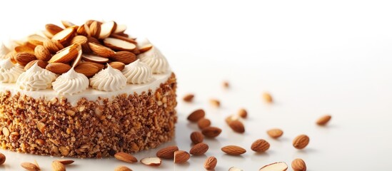 Poster - French almond cake with nuts. with copy space image. Place for adding text or design