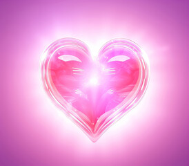 pink shiny heart on pink background for valentine's day