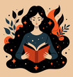 Girl reading a book Illustrations