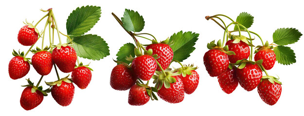 Wall Mural - Set of ripe strawberries, cut out