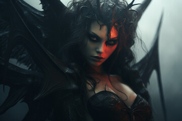 Wall Mural - Generative AI image of fantasy creepy personage female humanoid monster
