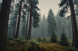 Fototapeta Las - fir forest in the mountains