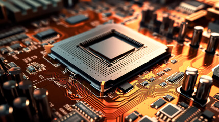 Wall Mural - Close up view of a CPU chip