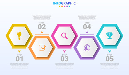 Aufkleber - Infographic template for business. Modern Timeline infographic with 5 steps.