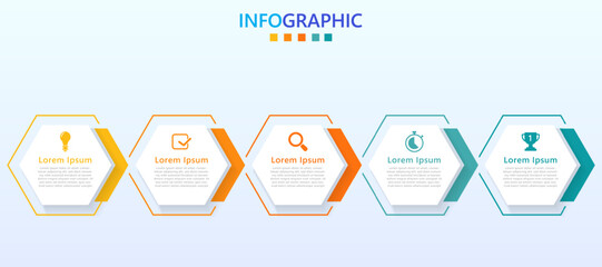 Aufkleber - Infographic template for business. Modern Timeline infographic with 5 steps.