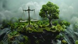 Fototapeta  - Law and justice in relation to environmental and ecological protection, symbolizing the financial aspects and investments in green legal practices.