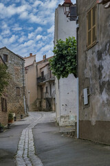 Wall Mural - Piana village in Corsica, old houses, in a typical street
