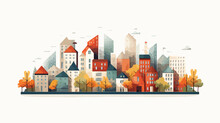 City Building Houses Illustration Vector