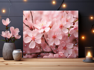 Cherry blossom background in realistic style