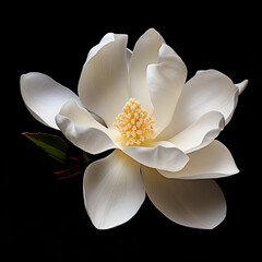 Wall Mural - White Magnolia Flower isolated on black background