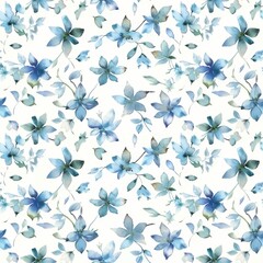  Captivating Capri and Marlin Blue Watercolor Floral Seamless Design.