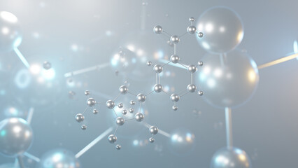 Poster - nicotinamide riboside molecular structure, 3d model molecule, vitamin b3, structural chemical formula view from a microscope