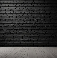  Black brick wall panoramic background, wide old black wall texture brickwork panoramic grunge background black texture, dark, black, ai
