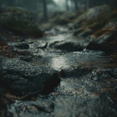 Poster - water flowing in the forest