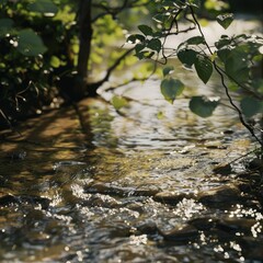 Poster - leaves reflected in water