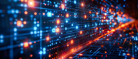 Digital networking abstract with blue lines, representing the interconnected world of technology and information in cyberspace