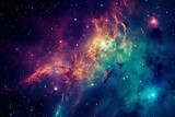 Fototapeta  - Amazing Space Nebula with Glowing Stars and Colorful Gas Clouds