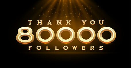 Poster - Thank you followers peoples, 80k online social group, happy banner celebrate, Vector illustration