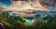 Alien planet, panorama of the mountains.