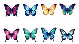 Fototapeta Motyle - Collection of multicolored butterflies isolated on transparent background.