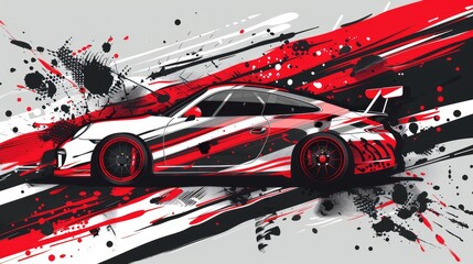 Wall Mural - A vector graphic depicting abstract stripe racing designs suitable for vehicle decal wraps, race cars, rally vehicles, adventure themes, and livery designs