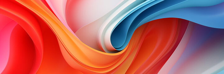 Wall Mural - Fluid abstract art background banner with colorful wavy design. Panoramic web header. Wide screen wallpaper