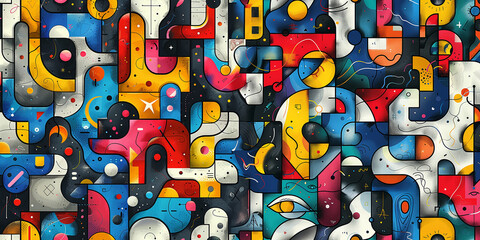 Art banner in graffiti style with geometric meshes