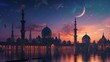 Ramadan Kareem with a beautiful backdrop of Islamic architecture