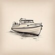 Motorboat, boat, drawed