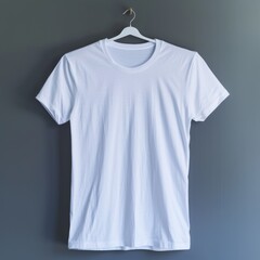 Wall Mural - White T-shirt hanging on a gray background