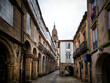 View of the cathedral of Santiago de Compostela from a narrow street, Galicia