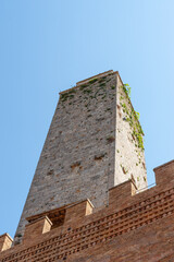 Sticker - Typical medieval European city streets and buildings San Gimignano,