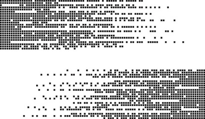 abstract monochrome pixelated background. pixel art horizontal lines from up and down. copy space in