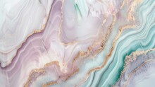 Abstract Marble Slab Background With Lavender And Turquoise Gradients With Gold Wavy Border