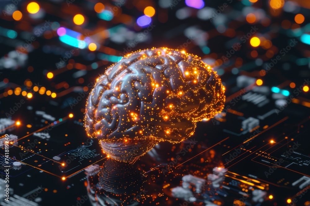 AI Brain Chip futurism. Artificial Intelligence ehr human deposition ...