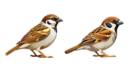 Sparrow Bird realistic vector set, isolated. 