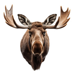 Wall Mural - moose face shot isolated on transparent background PNG 