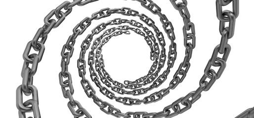 Wall Mural - several metal chains of different sizes. metal chain is twisted into a spiral. preparation of a meta