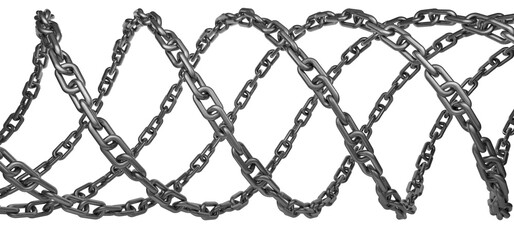 Wall Mural - metal chain is twisted into a spiral. preparation of a metal chain. several metal chains of differen